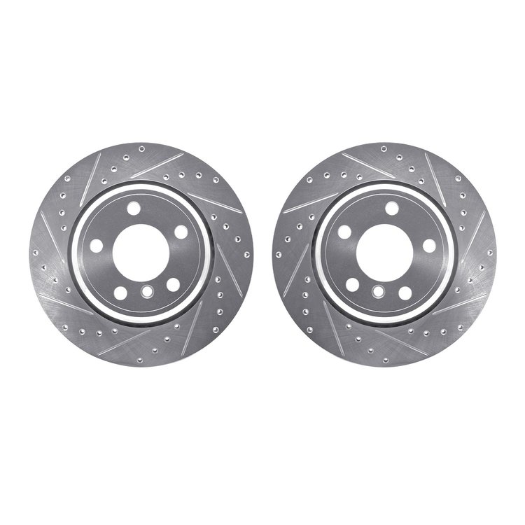 7002-31119 Drilled/Slotted Brake Rotors [Silver], 2002-2006 BMW, Position: Rear