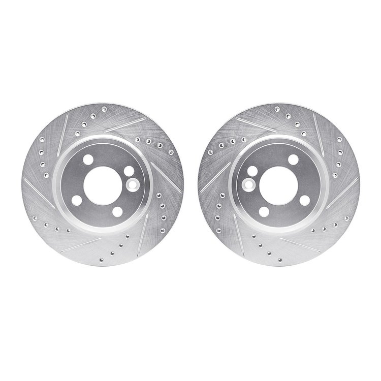 7002-32002 Drilled/Slotted Brake Rotors [Silver], 2007-2015 Mini, Position: Front