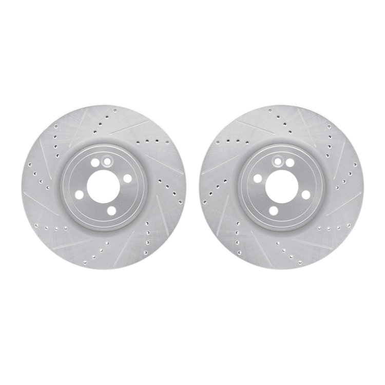 7002-32006 Drilled/Slotted Brake Rotors [Silver], 2013-2013 Mini, Position: Front