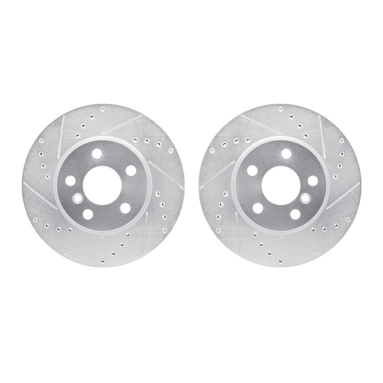 7002-32008 Drilled/Slotted Brake Rotors [Silver], 2014-2021 Mini, Position: Front