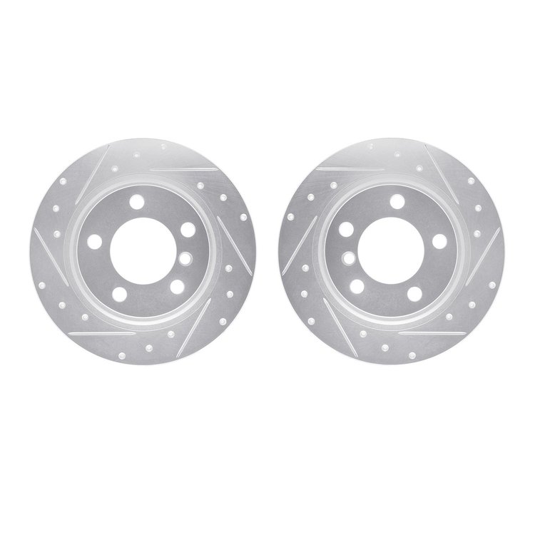7002-32010 Drilled/Slotted Brake Rotors [Silver], Fits Select Mini, Position: Front