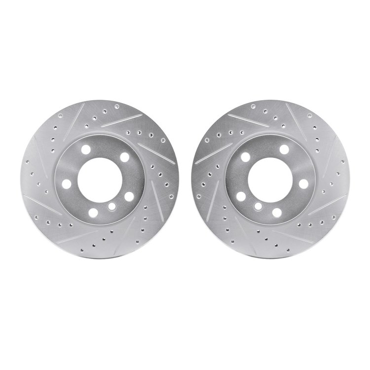 7002-32012 Drilled/Slotted Brake Rotors [Silver], 2011-2016 Mini, Position: Front