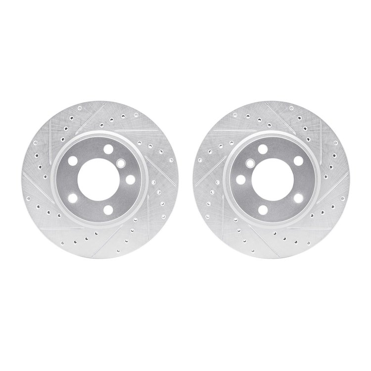 7002-32013 Drilled/Slotted Brake Rotors [Silver], 2011-2016 Mini, Position: Front