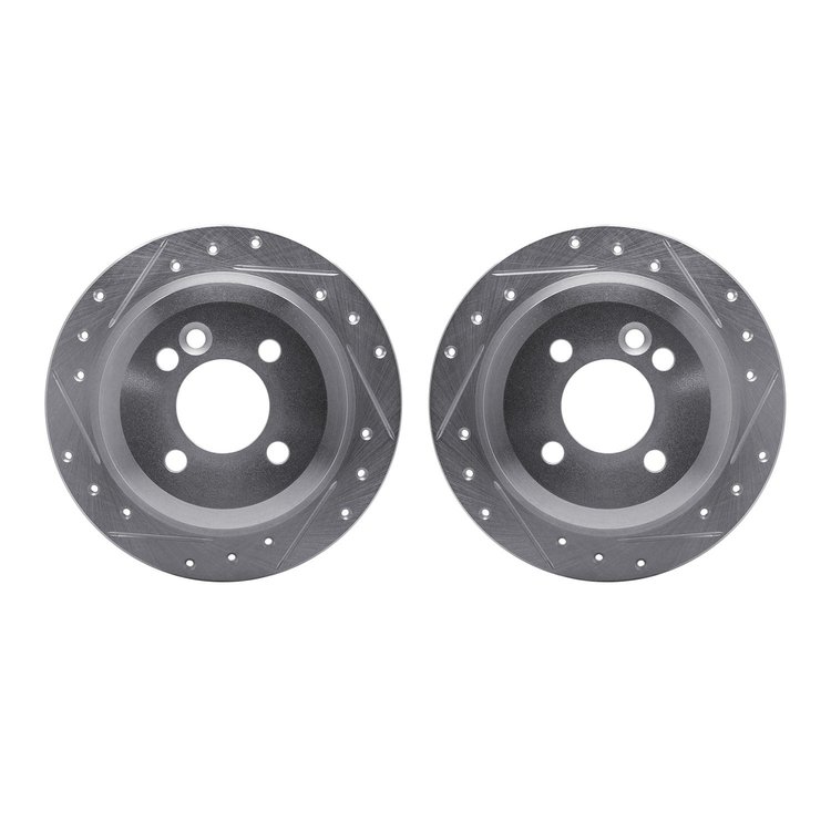 7002-32015 Drilled/Slotted Brake Rotors [Silver], 2002-2015 Mini, Position: Rear