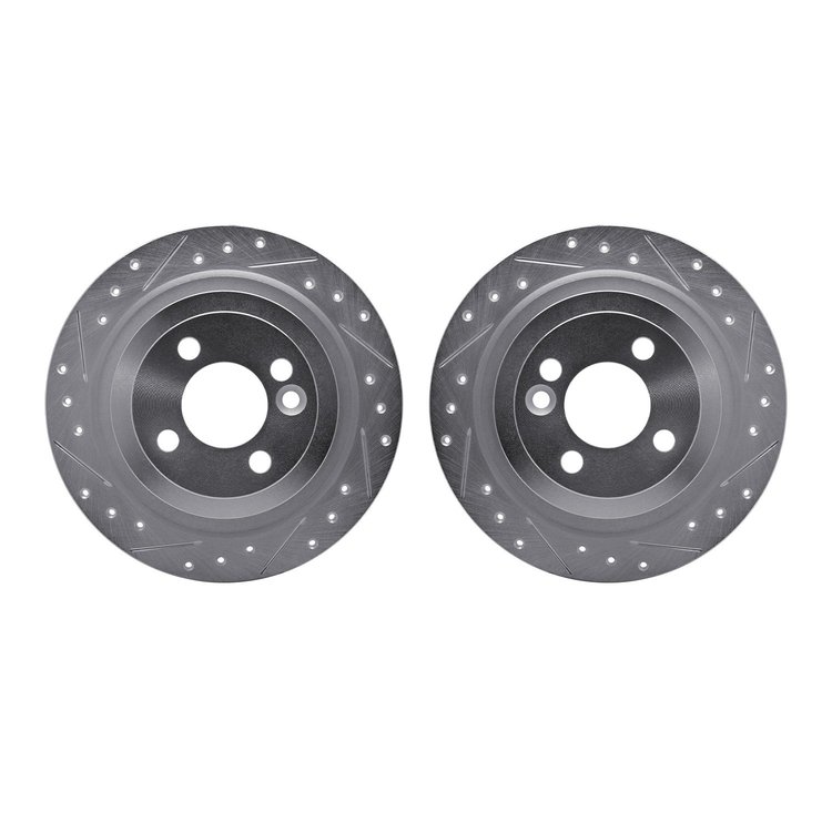 7002-32017 Drilled/Slotted Brake Rotors [Silver], 2009-2014 Mini, Position: Rear