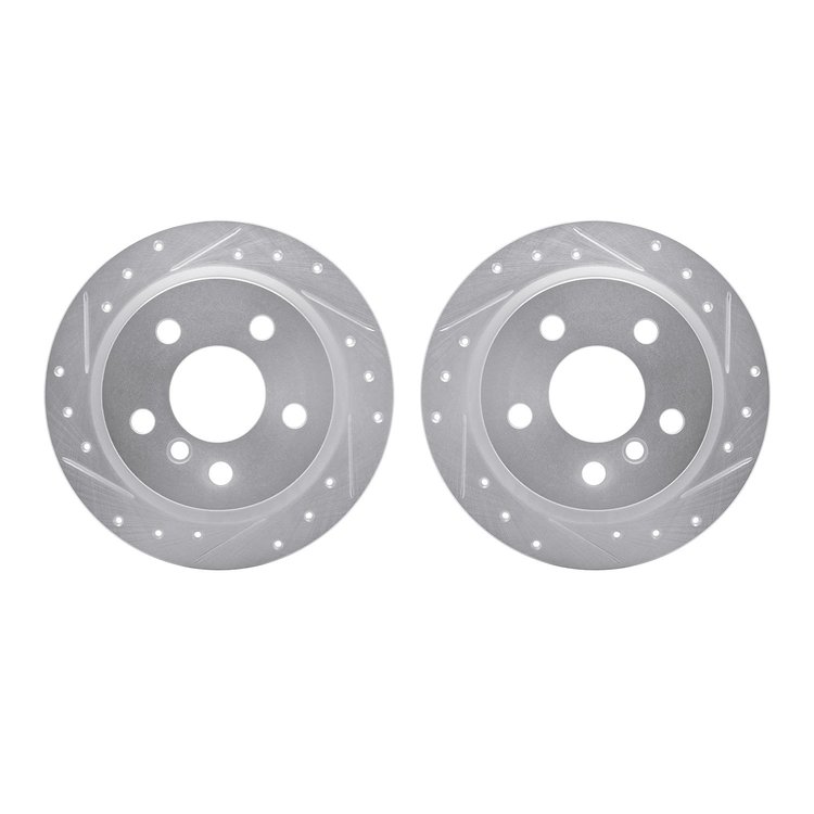 7002-32018 Drilled/Slotted Brake Rotors [Silver], Fits Select Mini, Position: Rear