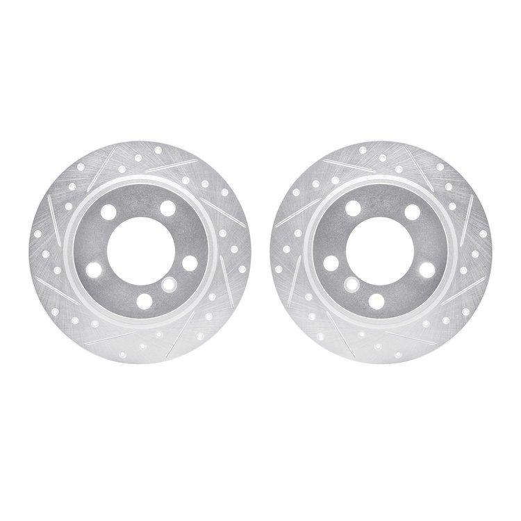 7002-32019 Drilled/Slotted Brake Rotors [Silver], 2011-2016 Mini, Position: Rear