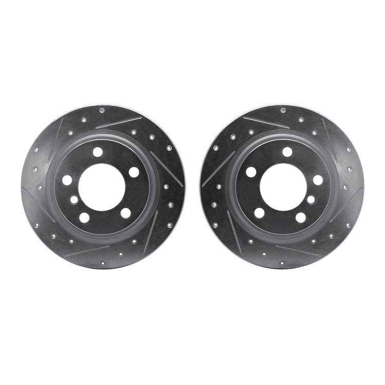 7002-32020 Drilled/Slotted Brake Rotors [Silver], 2013-2016 Mini, Position: Rear