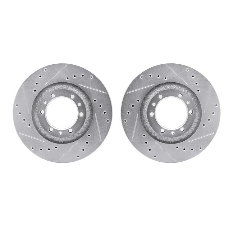 7002-37000 Drilled/Slotted Brake Rotors [Silver], 1992-2002 Multiple Makes/Models, Position: Front