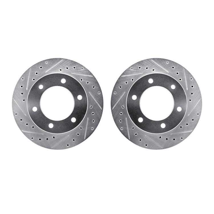 7002-37004 Drilled/Slotted Brake Rotors [Silver], 2001-2004 Multiple Makes/Models, Position: Front