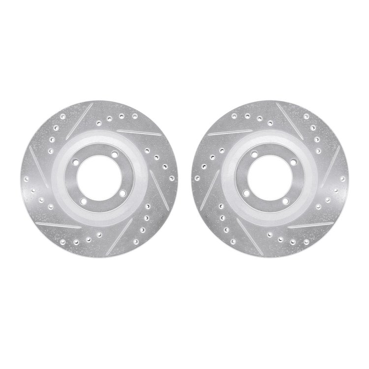 7002-37005 Drilled/Slotted Brake Rotors [Silver], 1983-1990 GM, Position: Front