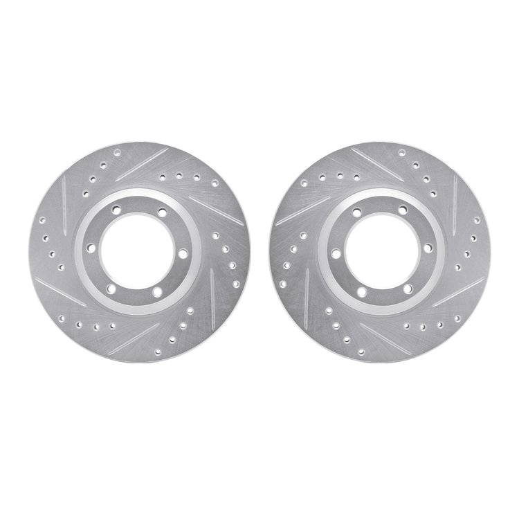 7002-37006 Drilled/Slotted Brake Rotors [Silver], 1984-1987 GM, Position: Front