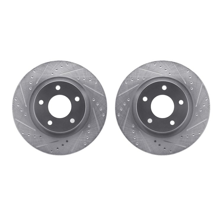 7002-39000 Drilled/Slotted Brake Rotors [Silver], Fits Select Multiple Makes/Models, Position: Front