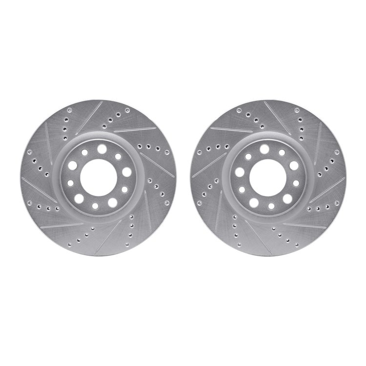 7002-39001 Drilled/Slotted Brake Rotors [Silver], Fits Select Mopar, Position: Front