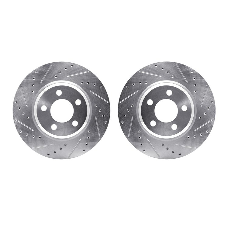 7002-39003 Drilled/Slotted Brake Rotors [Silver], Fits Select Mopar, Position: Front