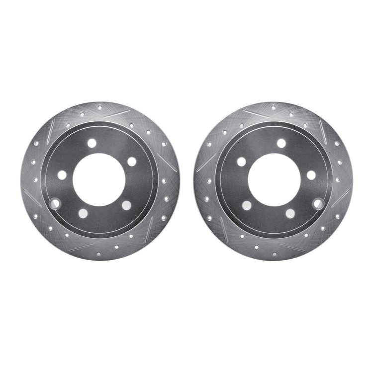 7002-39017 Drilled/Slotted Brake Rotors [Silver], 2007-2017 Multiple Makes/Models, Position: Rear