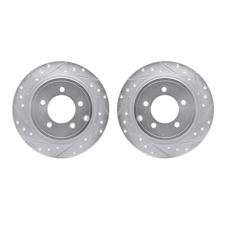 7002-39018 Drilled/Slotted Brake Rotors [Silver], 2007-2017 Multiple Makes/Models, Position: Rear