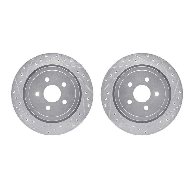 7002-39024 Drilled/Slotted Brake Rotors [Silver], 1989-1995 Mopar, Position: Rear