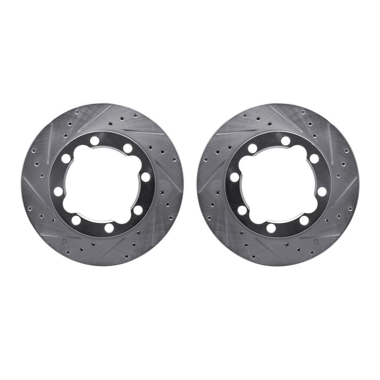 7002-40000 Drilled/Slotted Brake Rotors [Silver], 1988-2000 Multiple Makes/Models, Position: Front