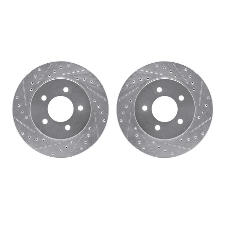 7002-40012 Drilled/Slotted Brake Rotors [Silver], 1991-2002 Mopar, Position: Front