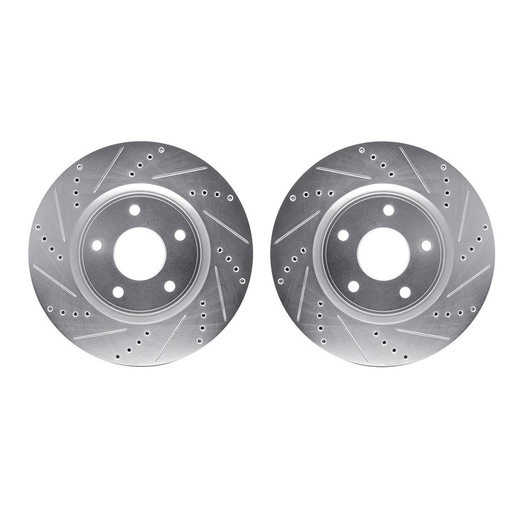 7002-40014 Drilled/Slotted Brake Rotors [Silver], Fits Select Multiple Makes/Models, Position: Front