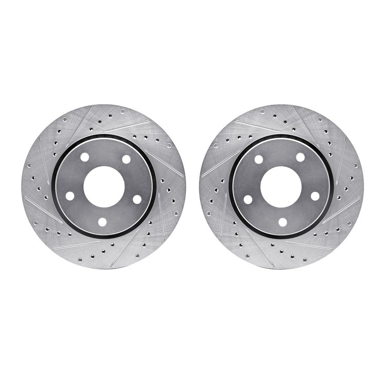 7002-40019 Drilled/Slotted Brake Rotors [Silver], 2008-2016 Multiple Makes/Models, Position: Front