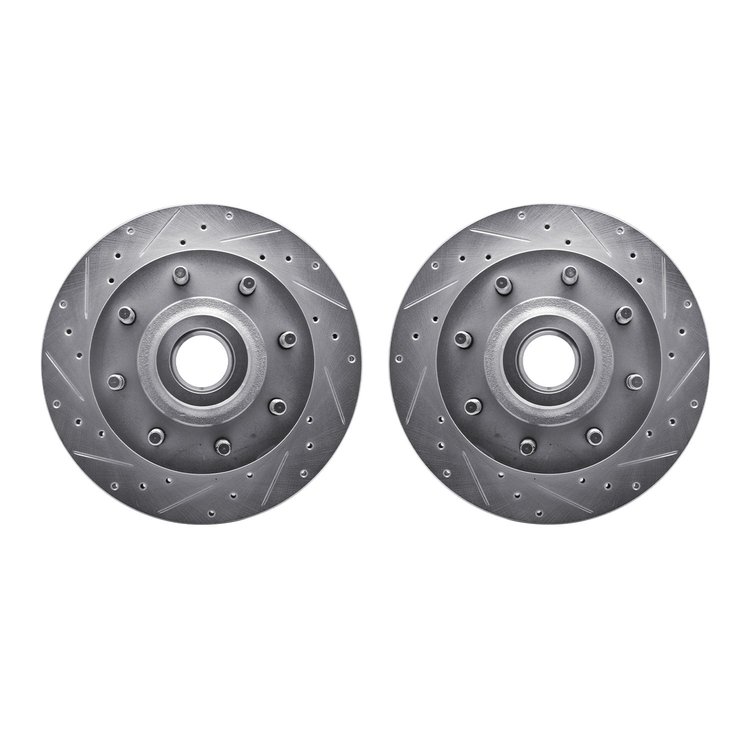 7002-40026 Drilled/Slotted Brake Rotors [Silver], 1998-2003 Mopar, Position: Front