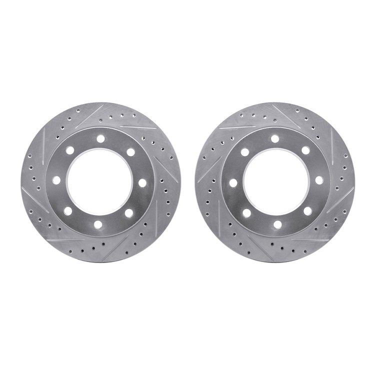 7002-40028 Drilled/Slotted Brake Rotors [Silver], 1973-1993 Mopar, Position: Front