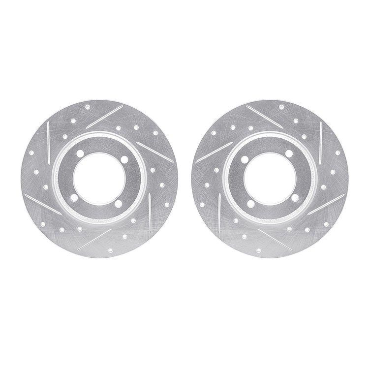 7002-40034 Drilled/Slotted Brake Rotors [Silver], 1978-1983 Mopar, Position: Front