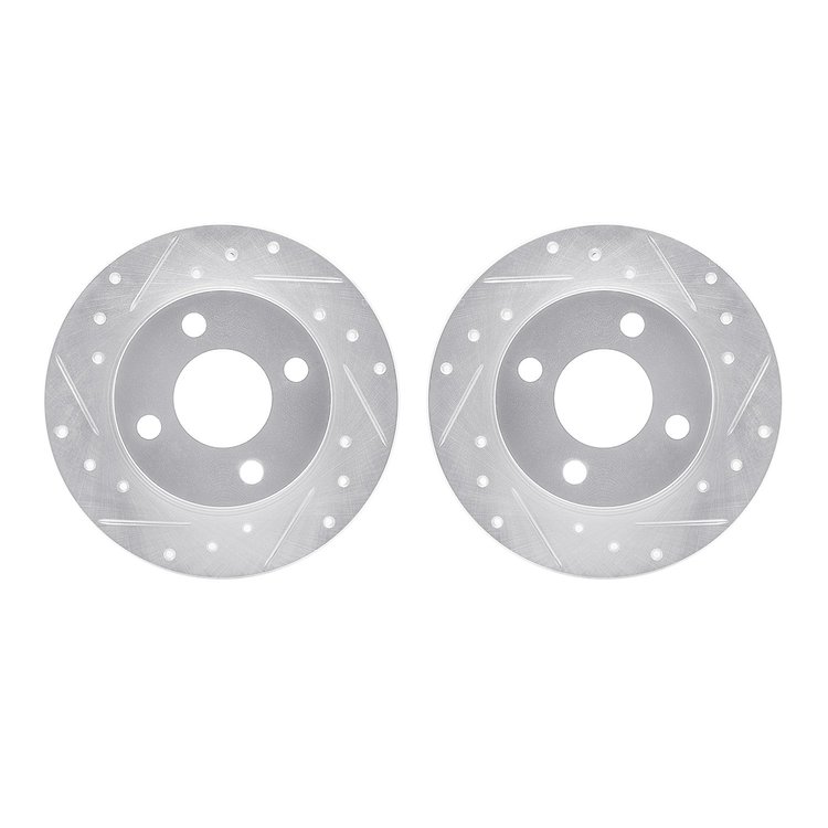 7002-40035 Drilled/Slotted Brake Rotors [Silver], 1978-1990 Mopar, Position: Front