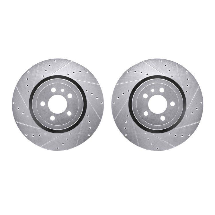 7002-40036 Drilled/Slotted Brake Rotors [Silver], Fits Select Mopar, Position: Front