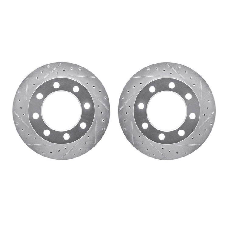 7002-40037 Drilled/Slotted Brake Rotors [Silver], 1989-1993 Mopar, Position: Front