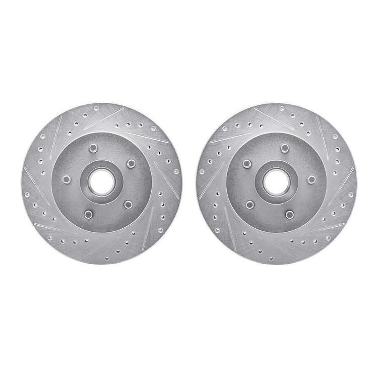 7002-40039 Drilled/Slotted Brake Rotors [Silver], 1987-1990 Mopar, Position: Front