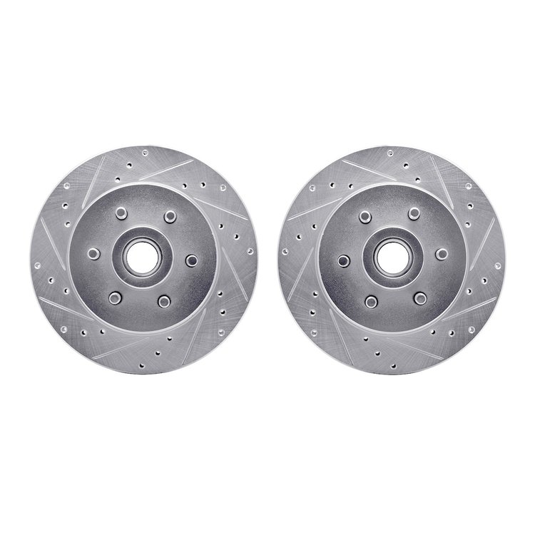 7002-40041 Drilled/Slotted Brake Rotors [Silver], 1993-1996 Mopar, Position: Front