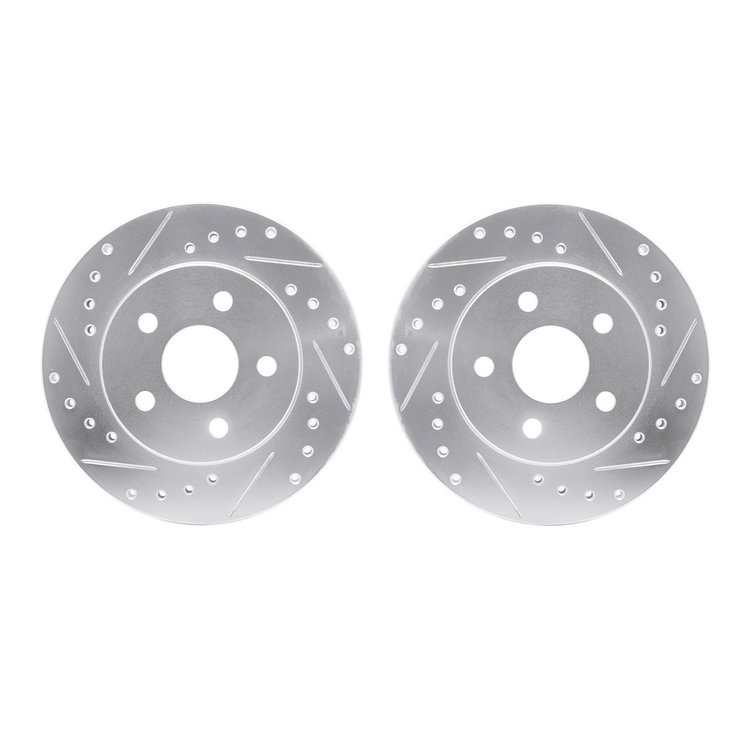 7002-40051 Drilled/Slotted Brake Rotors [Silver], 1991-1992 Mopar, Position: Front