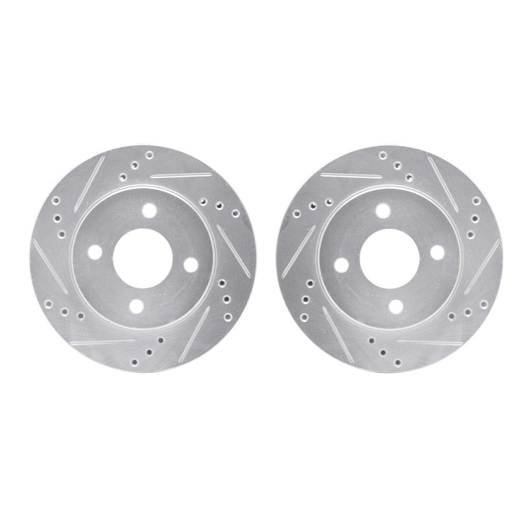 7002-40053 Drilled/Slotted Brake Rotors [Silver], 1995-1996 Mopar, Position: Front