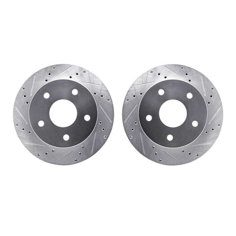 7002-40059 Drilled/Slotted Brake Rotors [Silver], 2000-2001 Mopar, Position: Front