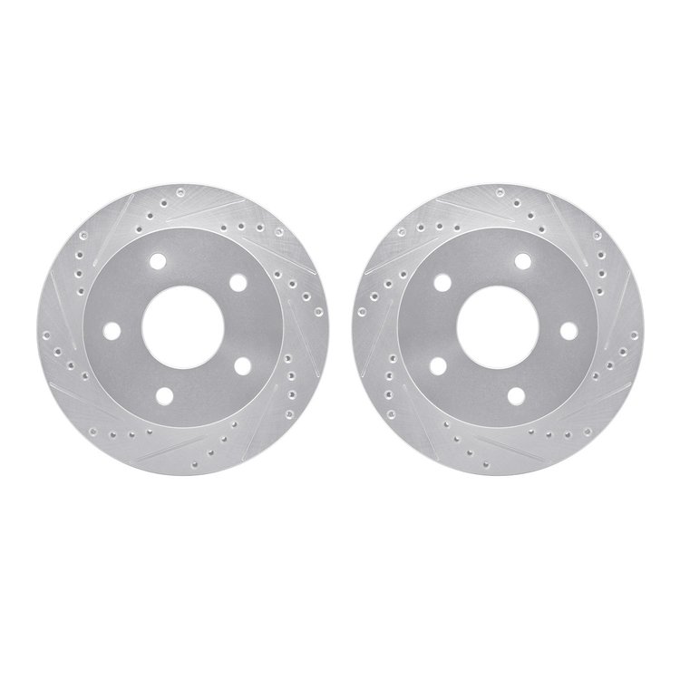 7002-40060 Drilled/Slotted Brake Rotors [Silver], 2000-2001 Mopar, Position: Front