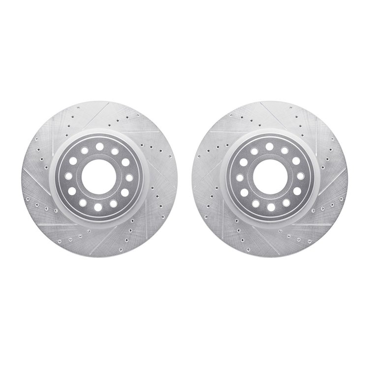 7002-40062 Drilled/Slotted Brake Rotors [Silver], Fits Select Mopar, Position: Front
