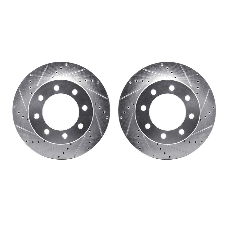 7002-40066 Drilled/Slotted Brake Rotors [Silver], Fits Select Mopar, Position: Front