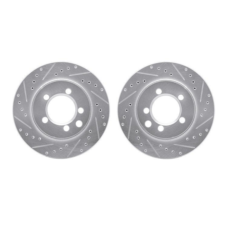 7002-40069 Drilled/Slotted Brake Rotors [Silver], 1974-1981 Mopar, Position: Front