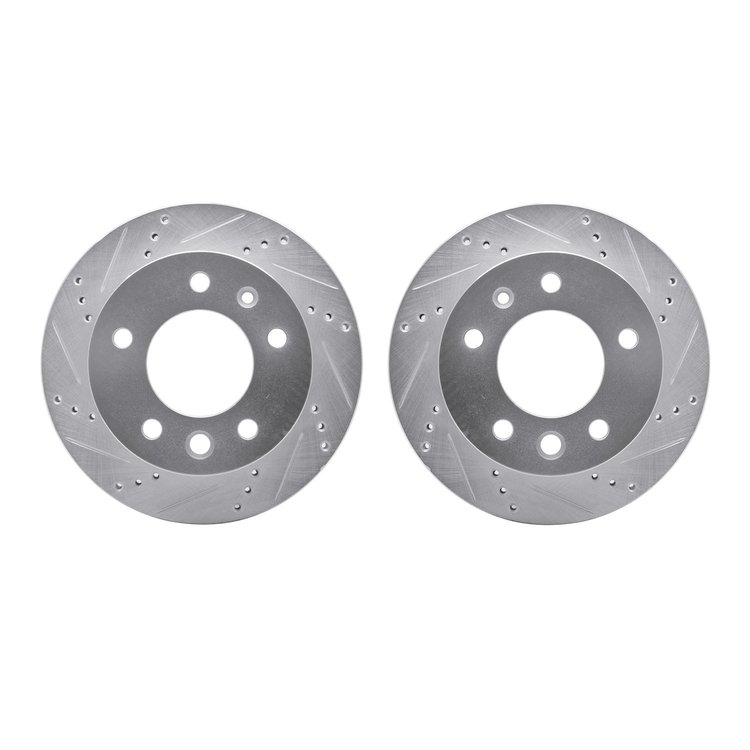 7002-40072 Drilled/Slotted Brake Rotors [Silver], 2002-2006 Multiple Makes/Models, Position: Front