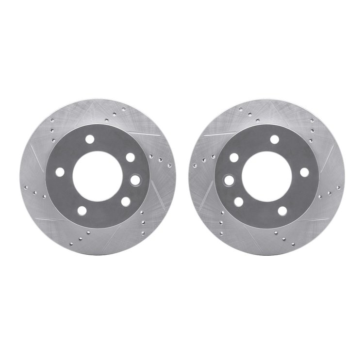 7002-40073 Drilled/Slotted Brake Rotors [Silver], 2002-2006 Multiple Makes/Models, Position: Front