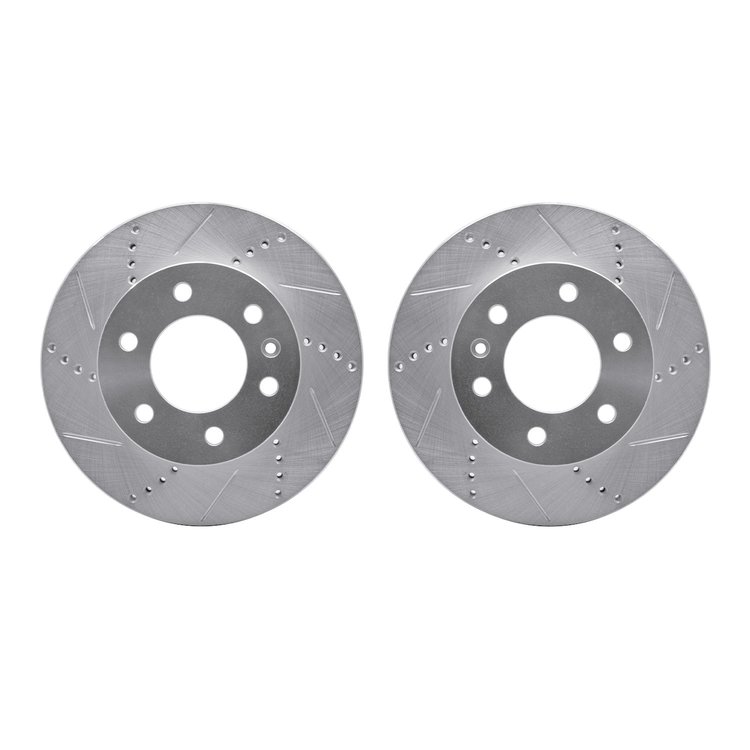 7002-40074 Drilled/Slotted Brake Rotors [Silver], Fits Select Multiple Makes/Models, Position: Front