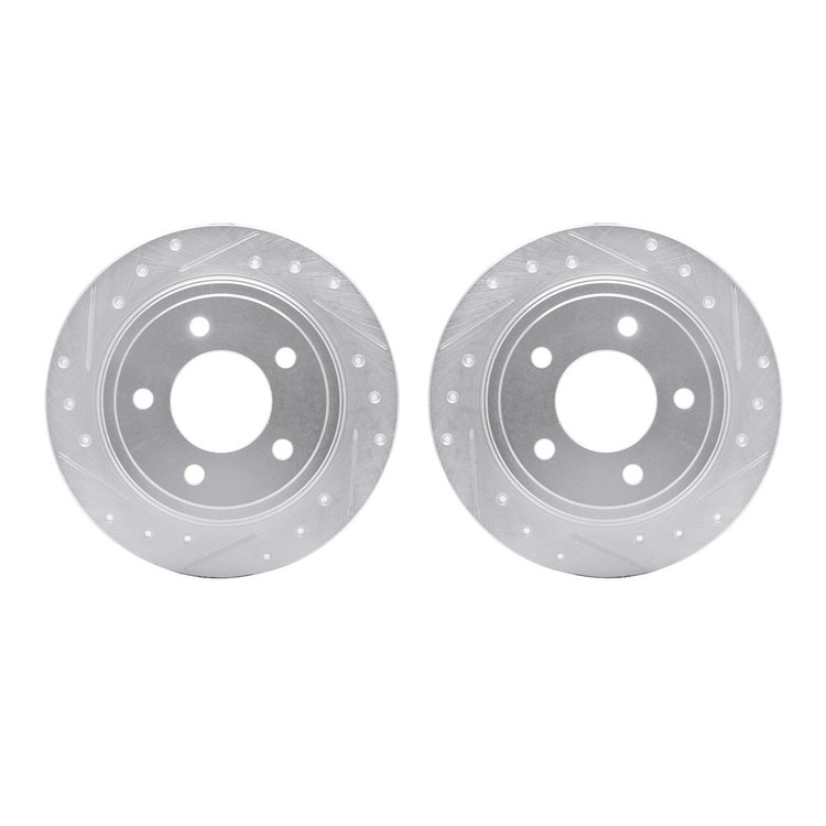7002-40080 Drilled/Slotted Brake Rotors [Silver], 1993-2004 Mopar, Position: Rear