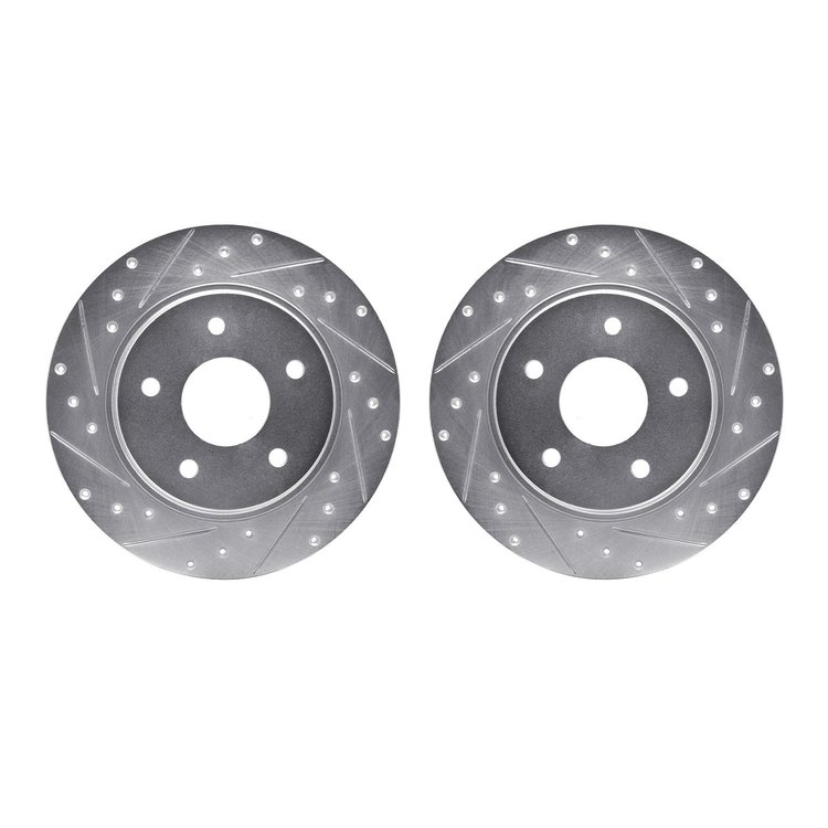 7002-40084 Drilled/Slotted Brake Rotors [Silver], 2008-2016 Multiple Makes/Models, Position: Rear