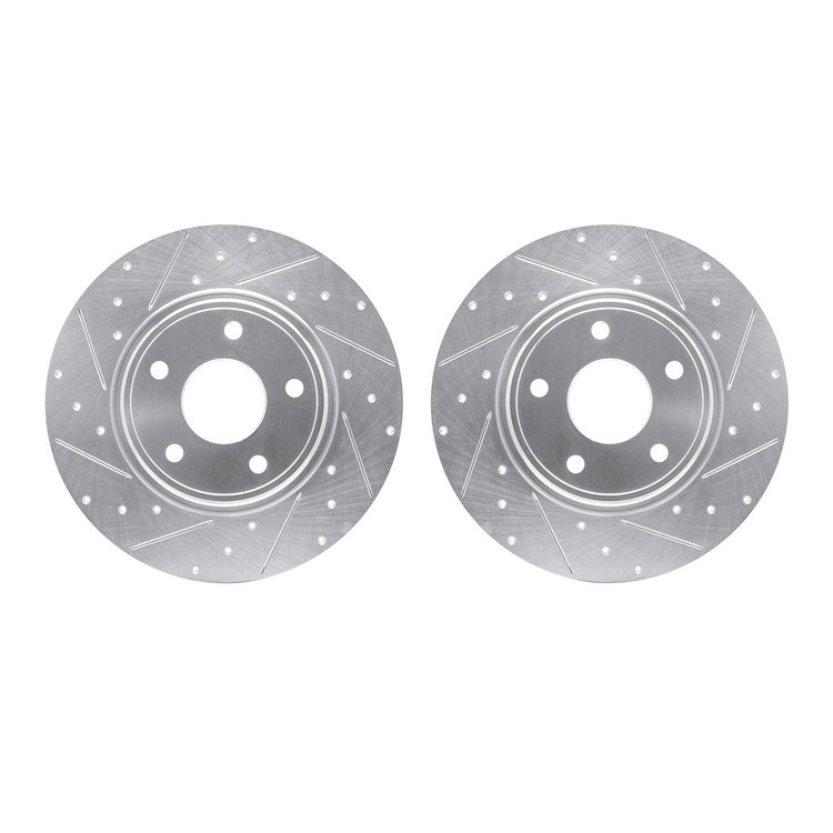 7002-40085 Drilled/Slotted Brake Rotors [Silver], 2012-2020 Multiple Makes/Models, Position: Rear