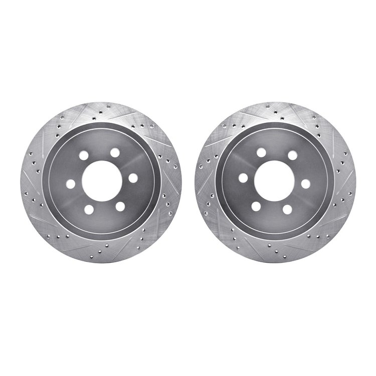 7002-40089 Drilled/Slotted Brake Rotors [Silver], 2003-2003 Mopar, Position: Rear