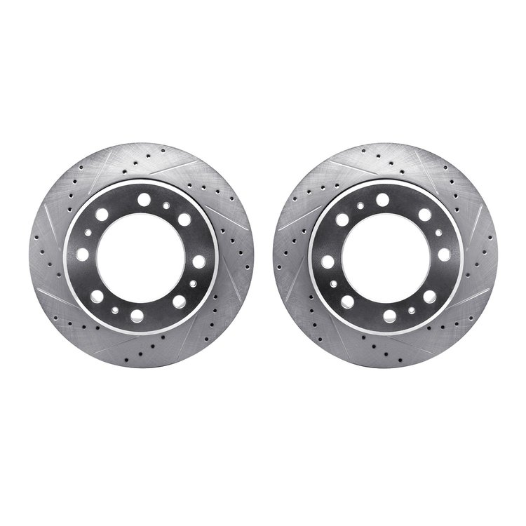 7002-40099 Drilled/Slotted Brake Rotors [Silver], Fits Select Mopar, Position: Rear