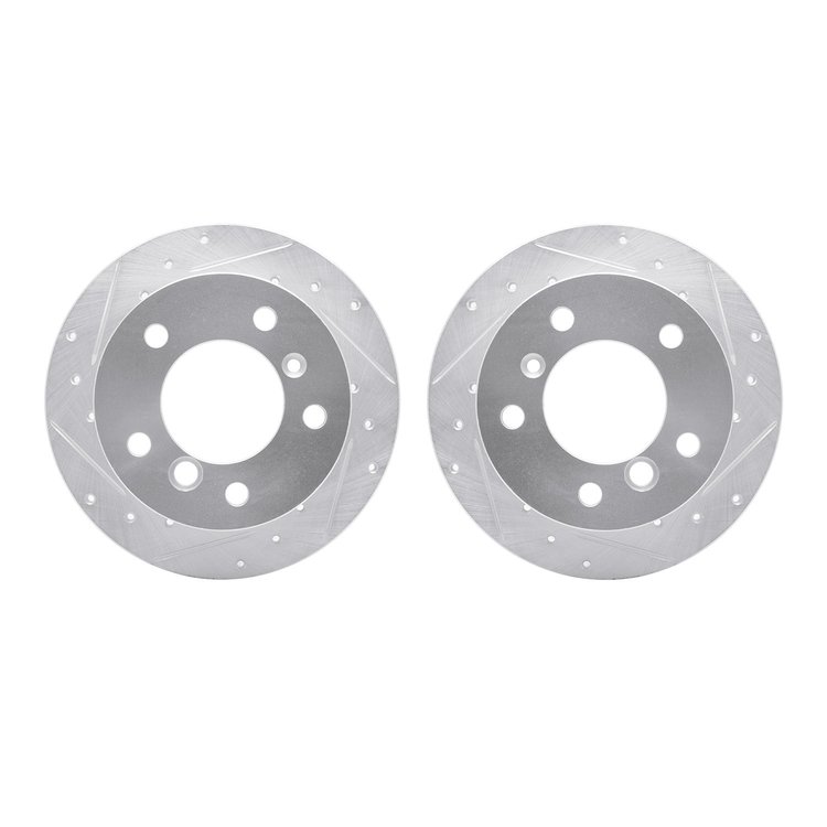 7002-40102 Drilled/Slotted Brake Rotors [Silver], 2002-2018 Multiple Makes/Models, Position: Rear